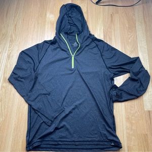Prana Breaker Hooded Quarter Zip Long Sleeve Striped Shirt Mens Size Large